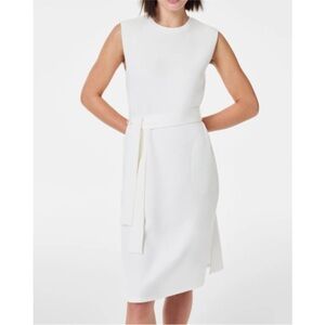 SPANX tie waist midi dress in powder white